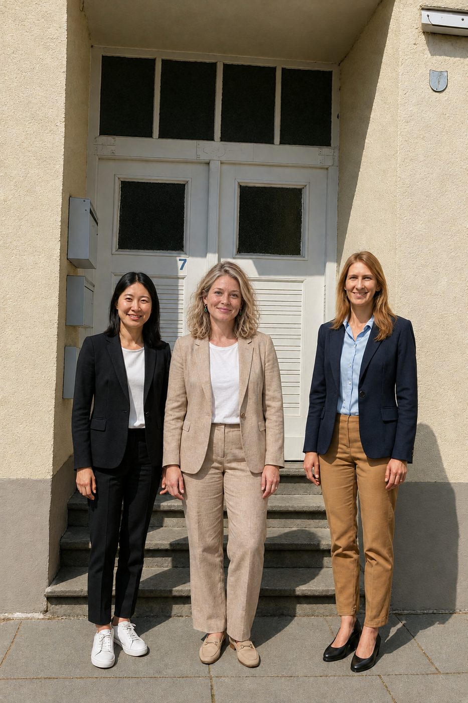 Lehrerinnen am Eingang des Steinke-Instituts Bonn